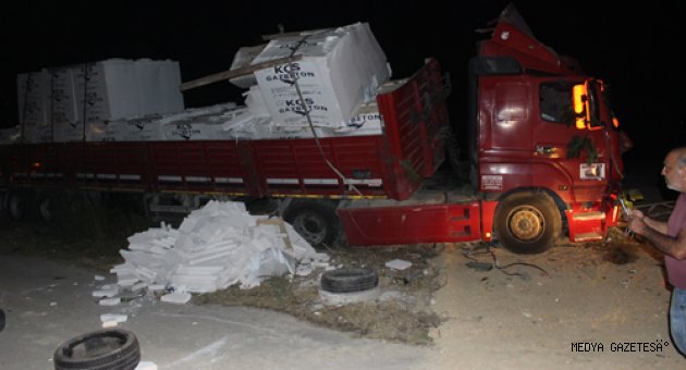 Adana'da freni tutmayan tır elektrik direğine çarptı