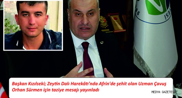 Başkan Kızılseki Taziye Mesajı
