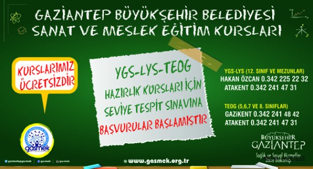 GASMEK’TE YENİ DÖNEM YGS, LYS VE TEOG KURS KAYITLARI BAŞLIYOR