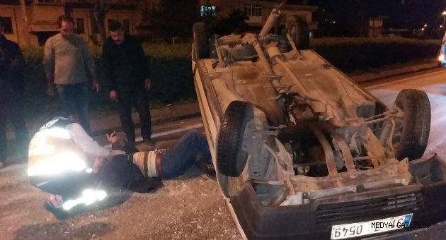 Hatay'da devrilen otomobilin sürücüsü yaralandı