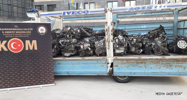 Kahramanmaraş'ta gümrük kaçağı 40 otomobil motoru ele geçirildi