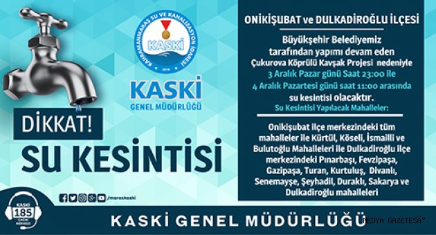 SU KESİNTİSİ DUYURUSU