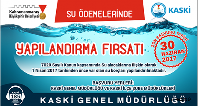 SU ÖDEMELERİNDE YENİ YAPILANDIRMA FIRSATI
