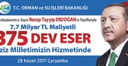 7,7 MİLYAR LİRALIK 375 ESERİ HİZMETE ALIYOR