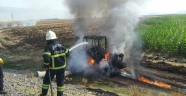 Kahramanmaraş'ta yanan traktörde maddi hasar oluştu