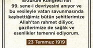 Mahçiçek “Erzurum Kongresi Milli Mücadelenin Dönüm Noktası Olmuştur”