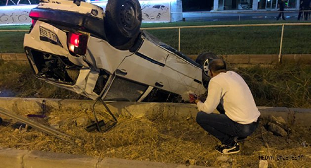 Takla atan otomobilinden burnu bile kanamadan çıktı