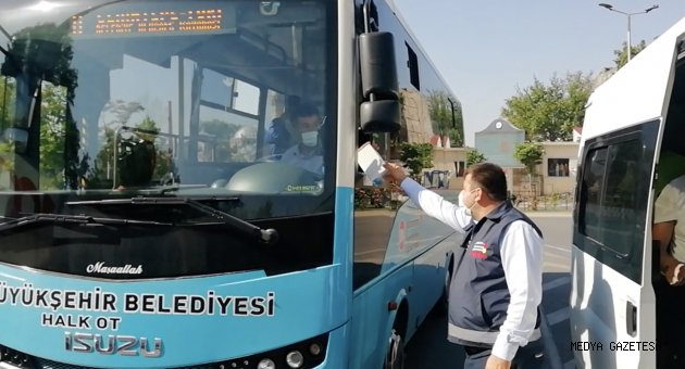 Toplu taşıma araçları dezenfekte edildi